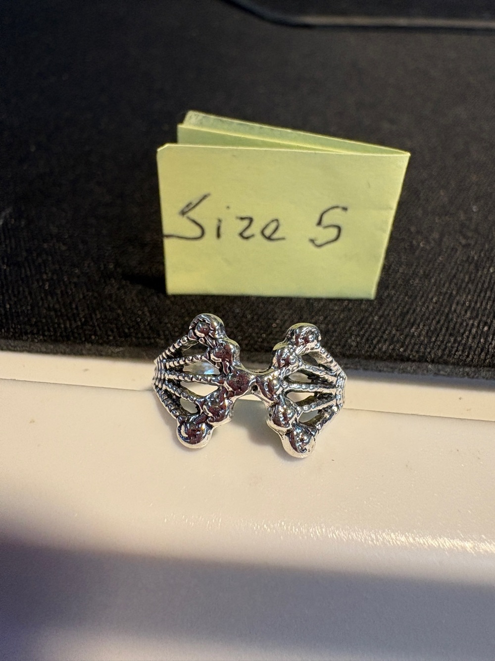 Silver-Tone Decorative Bow Ring - Size 5